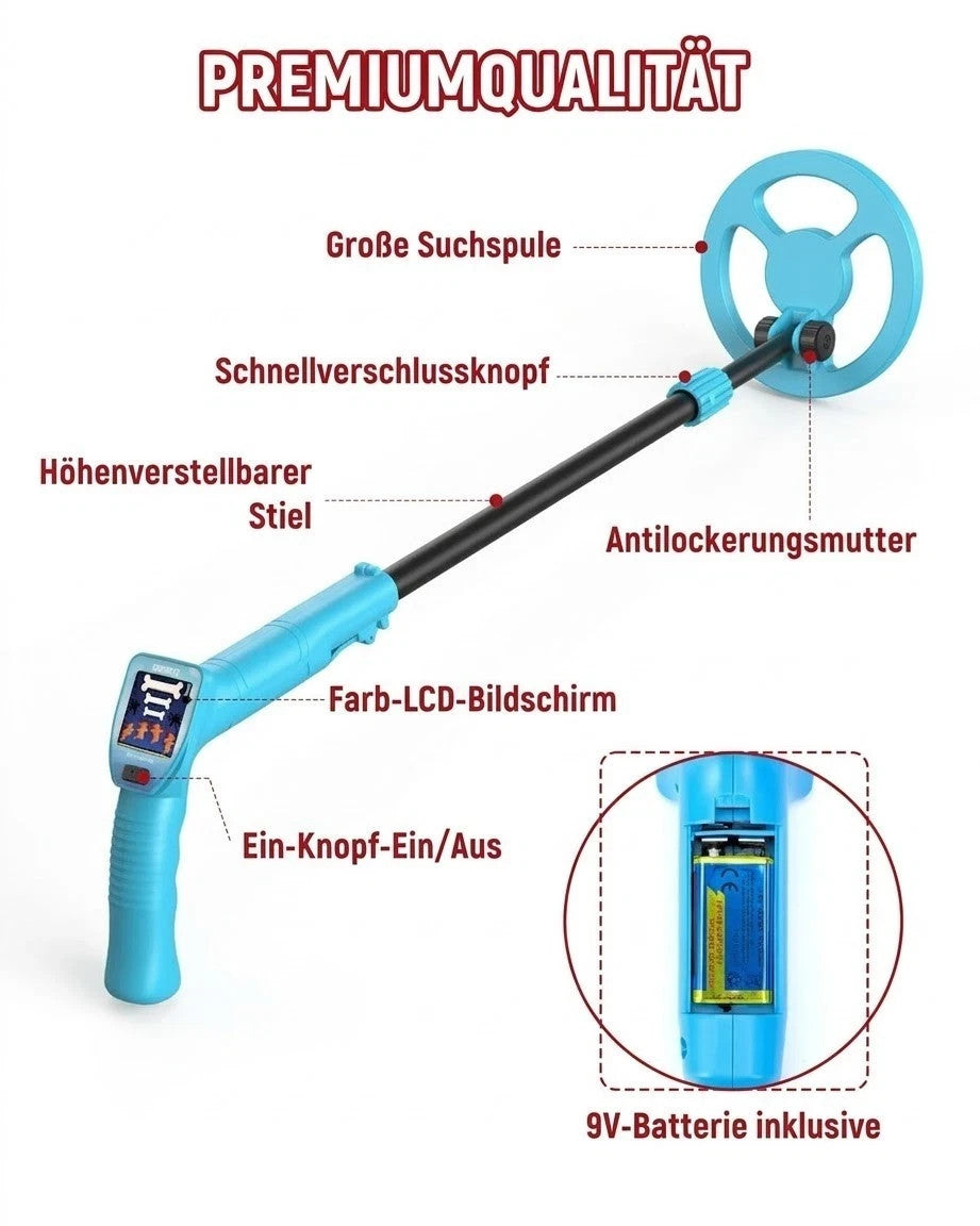 Metalldetektor Set LCD verstellbar leicht mit Rucksack Schaufel Zubehör