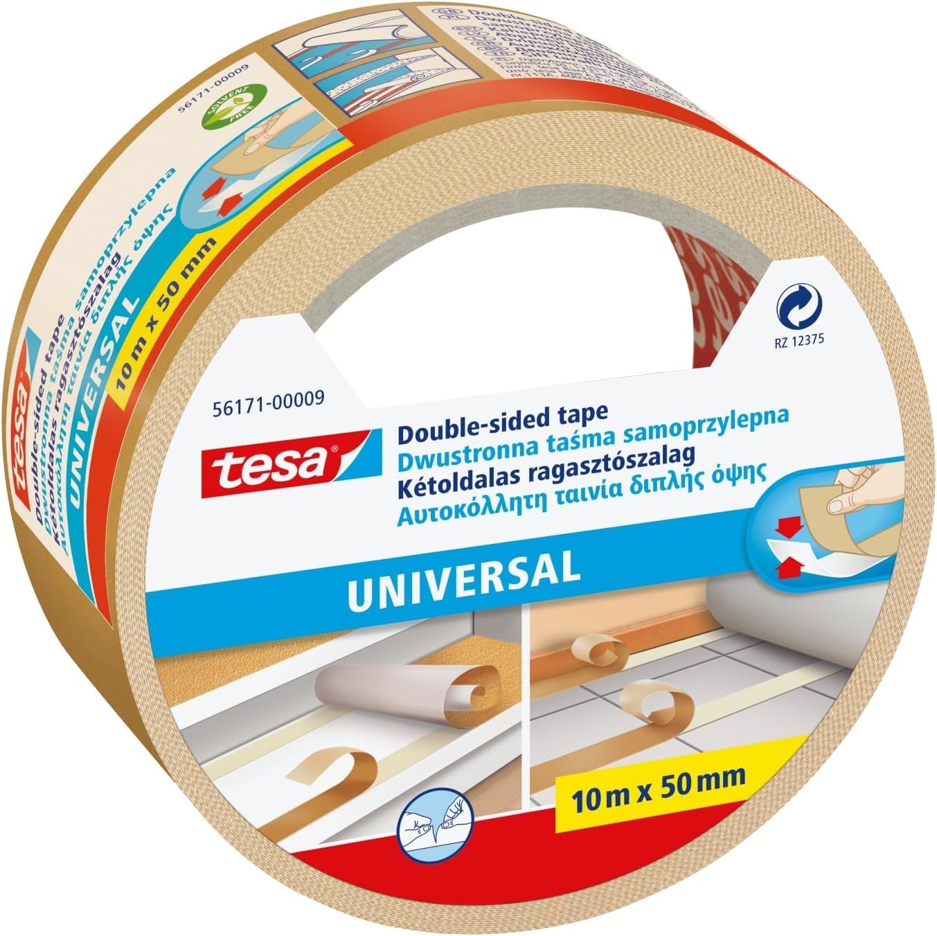 Doppelseitiges Klebeband 10m x 50mm Extra Stark Teppichboden Basteln Montage