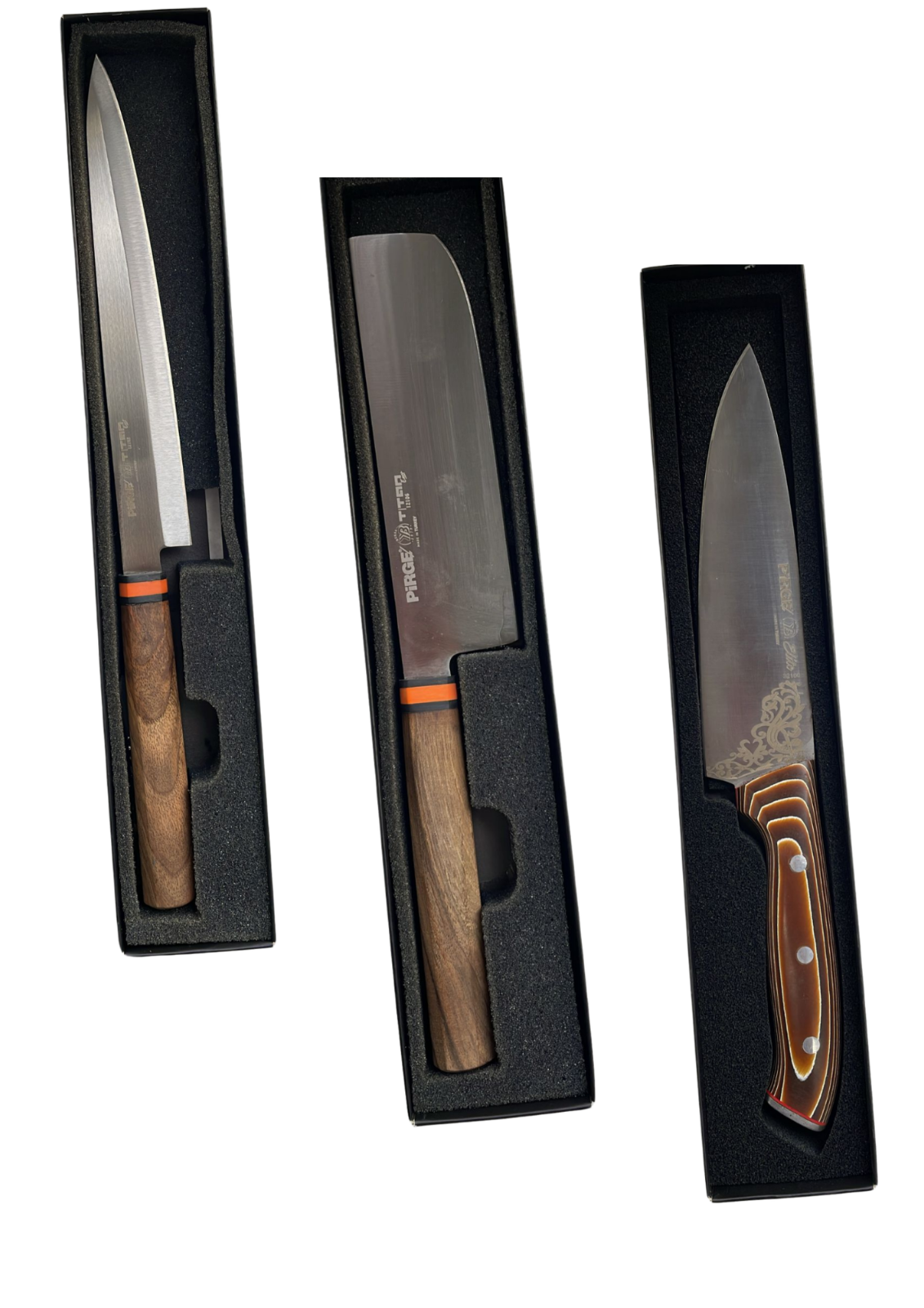 Pirge Geschmiedet Küchenmesser mit Titan-Klinge & Holzgriff – Chefmesser, Sushimesser oder Nakiri