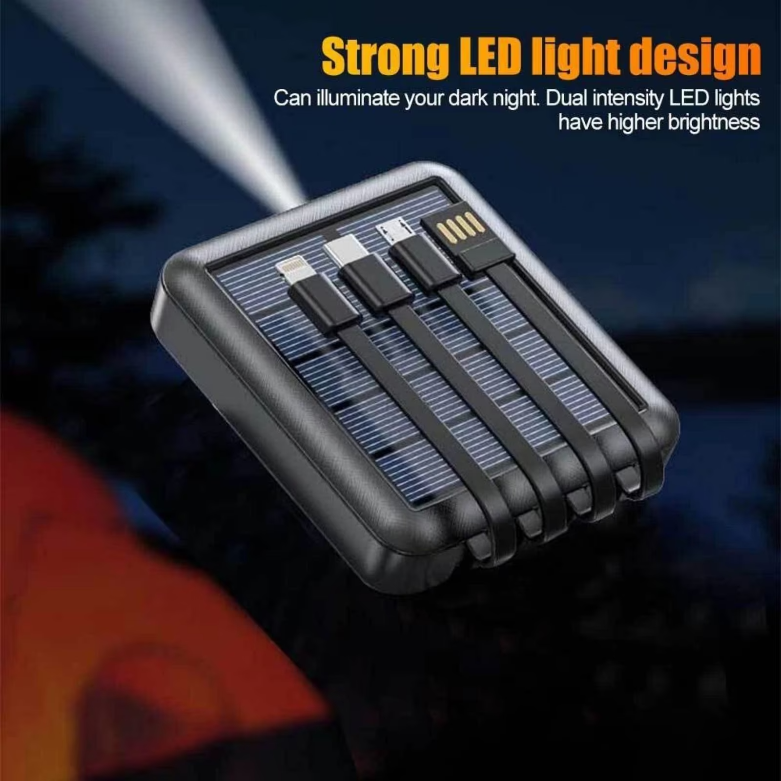 Solar Powerbank 10000mAh Externer Akku Ladegerät USB LED Taschenlampe