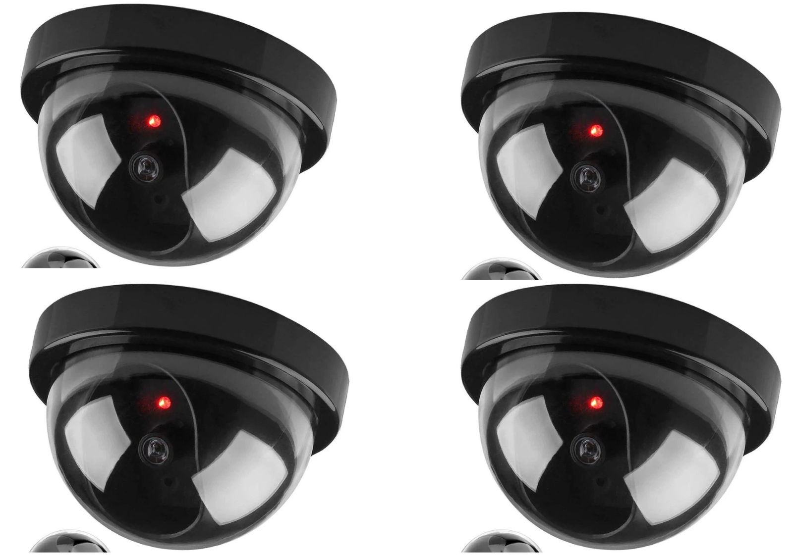 4xDummy Dome Kamera Attrappe mit LED blinkend – Überwachung für Innen & Außen