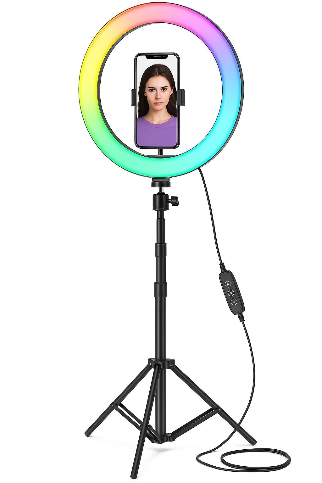 12 Zoll RGB Ringlicht mit Stativ 186cm dimmbar LED mit Handyhalter Bluetooth