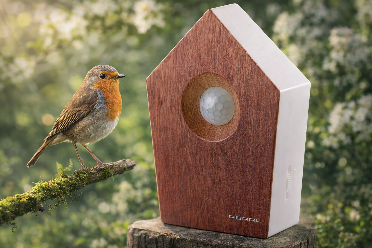 Vogelgesang Box mit Bewegungssensor 120 Sekunden – Naturgeräusche in Holzoptik