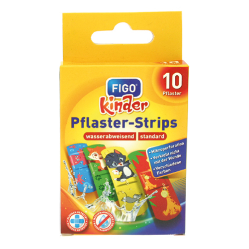 FIGO Kinderpflaster Wundverband – 10 Strips Pflasterset für empfindliche Kinderhaut