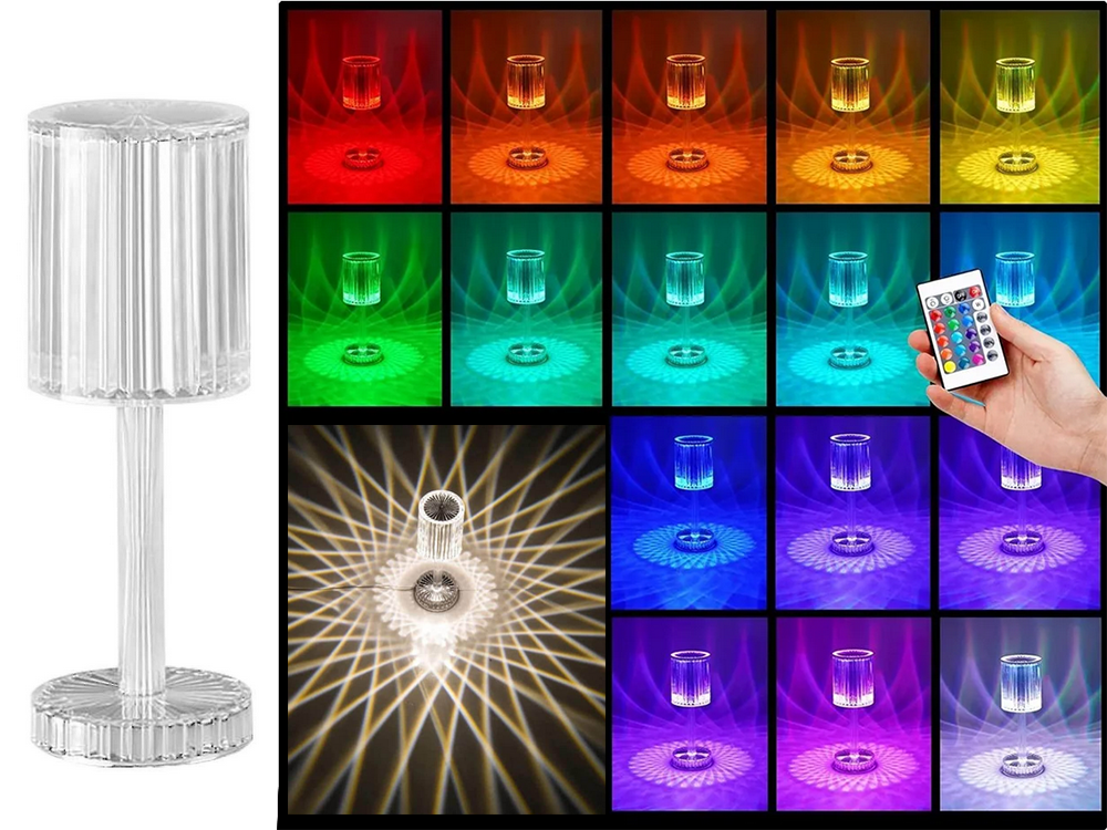 RGB LED Kristall Tischlampe mit Fernbedienung-Touch Nachtlicht USB wiederaufladb