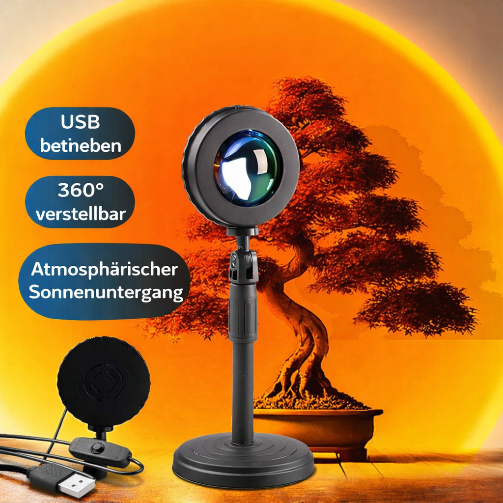 LED Sunset Lampe mit Stativ – Sonnenuntergang Projektor Licht USB