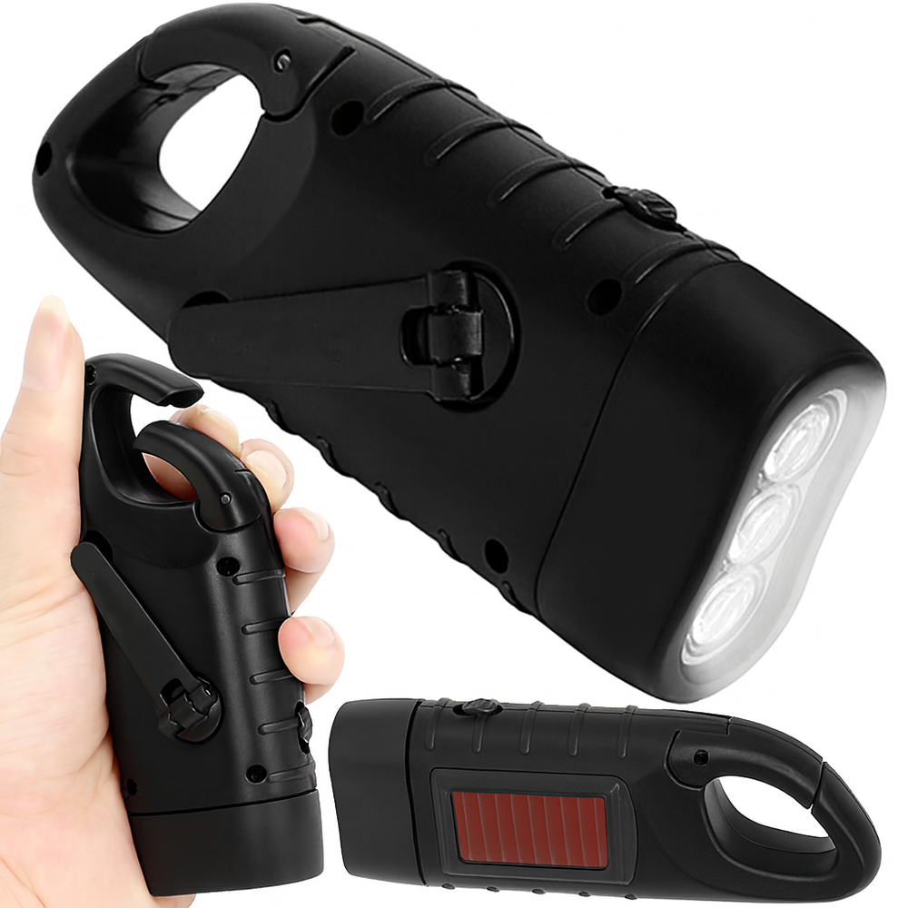 Dynamo Taschenlampe Solar LED Handkurbel Outdoor Notfall