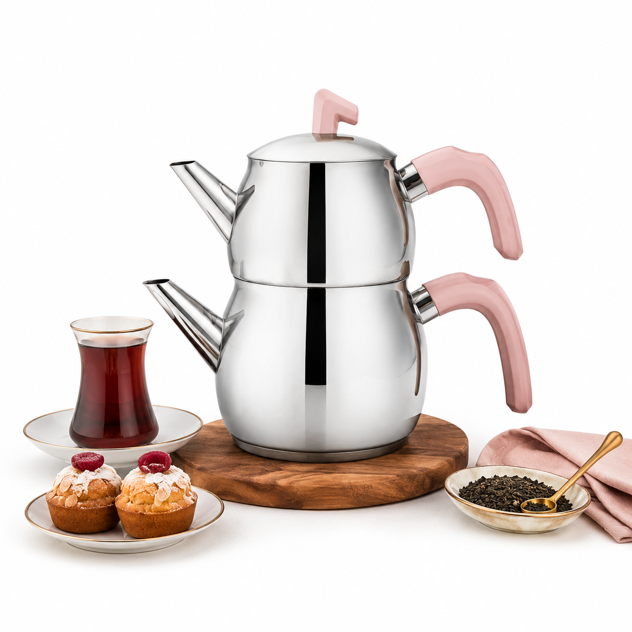 Karaca Belinay Midi Teekannen Set Edelstahl Rose Teekocher 1,6L