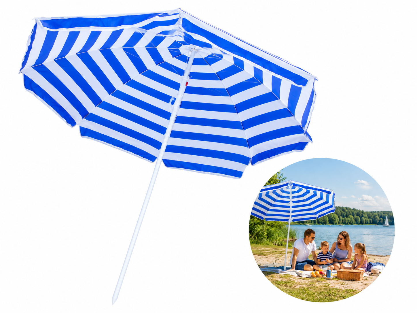 Sonnenschirm Ø160cm Gartenschirm Balkonschirm Strandschirm UV-Schutz Outdoor