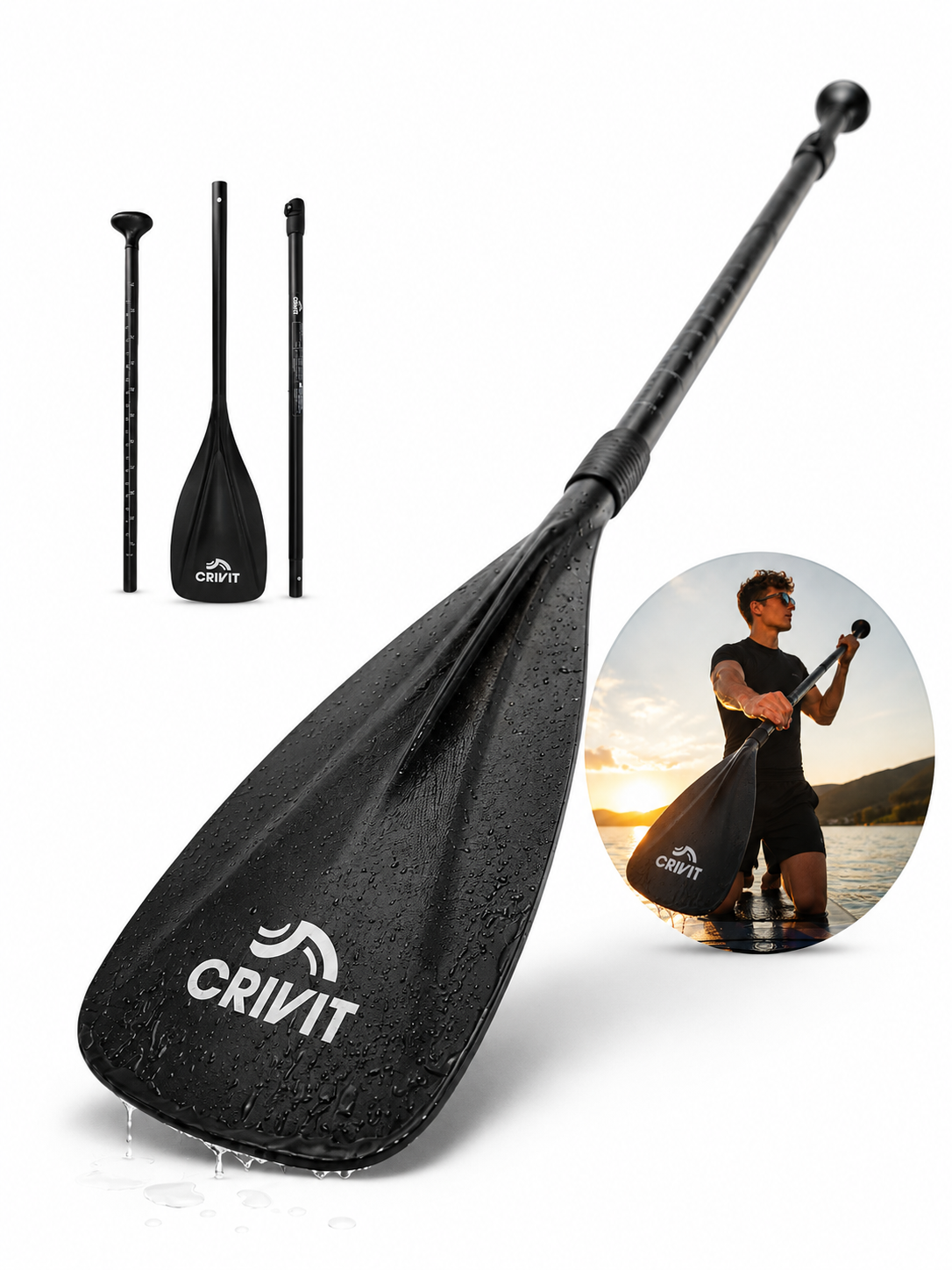 SUP Paddel Verstellbar 167-217cm 3-teilig Aluminium Stand Up Paddle