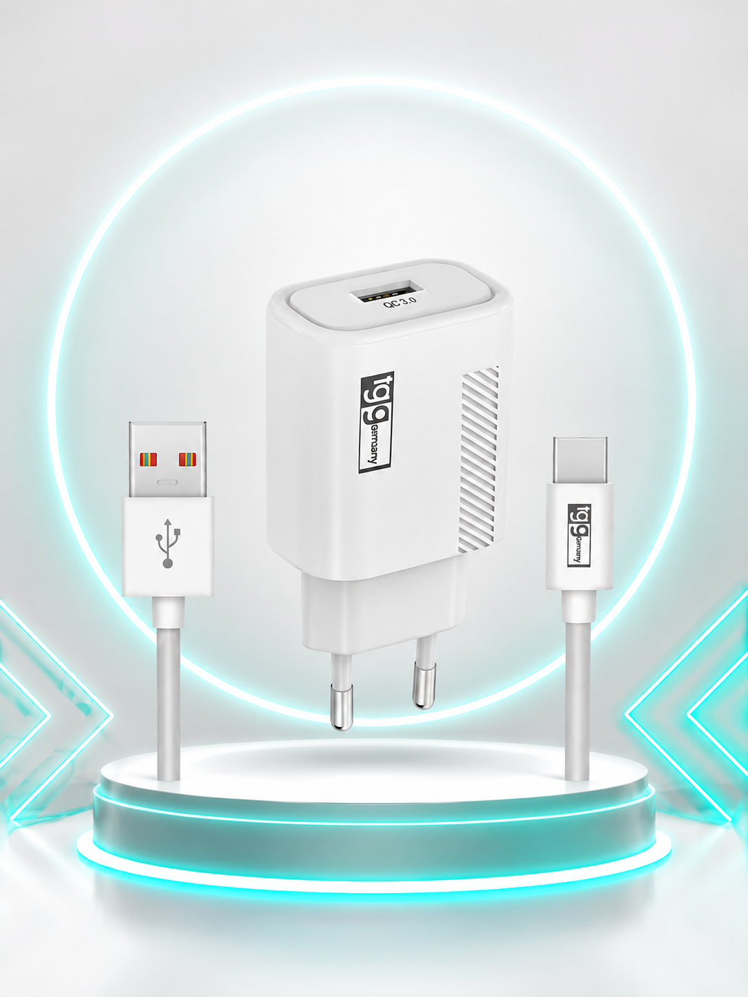 TUGG USB C Ladegerät 18W Netzteil Schnellladegerät USB-A Ladekabel 1m Typ C Set
