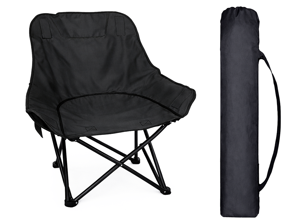Angelstuhl Campingstuhl faltbar – Outdoor Klappstuhl mit Tragetasche Schwarz