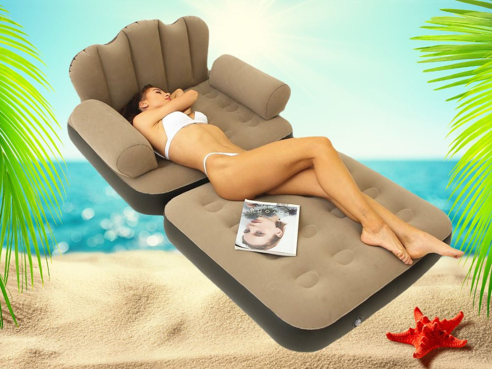 Aufblasbares 2in1 Sofa Sessel Bett – Luftsofa mit Rückenlehne und Armlehnen