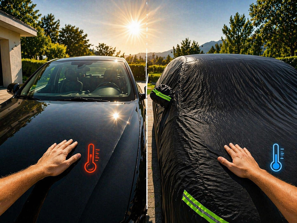 Autoabdeckung XXL wasserdicht – Ganzgarage mit Spiegeltaschen für Sommer & Winter, UV-, Regen- und Schneeschutz