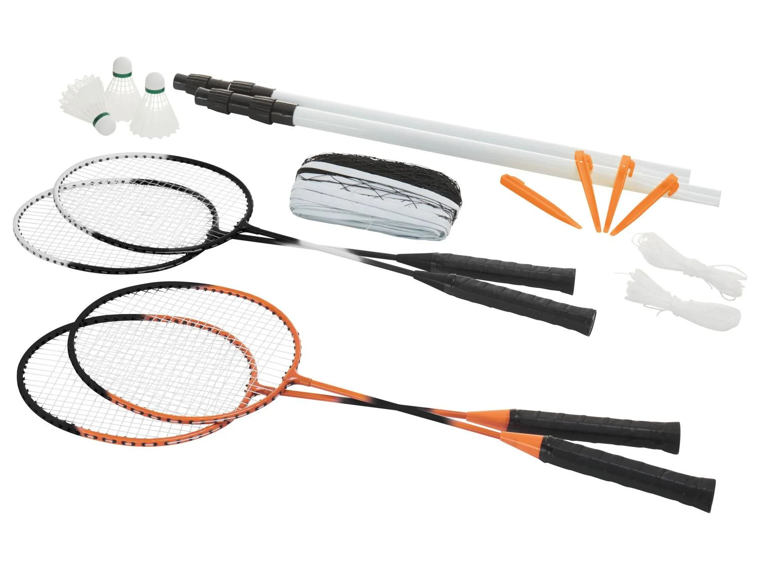 Crivit Badminton Complete Set for 4 Players Net 4 Rackets 3 Balls 6.2x0.6m NEW