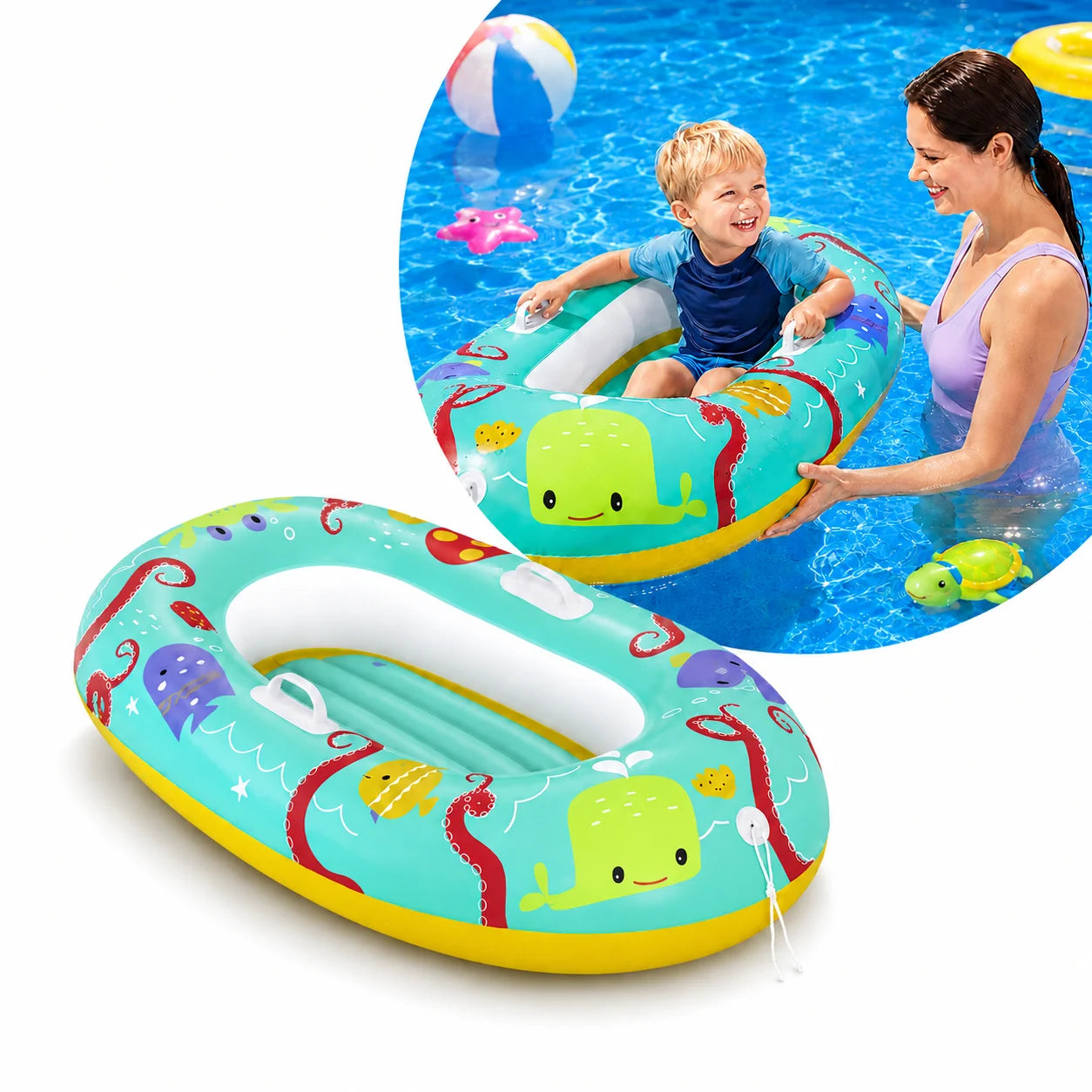 Bestway Kinderboot Aufblasbar 119x79cm Schwimmbett Schwimmboot Pool Boot