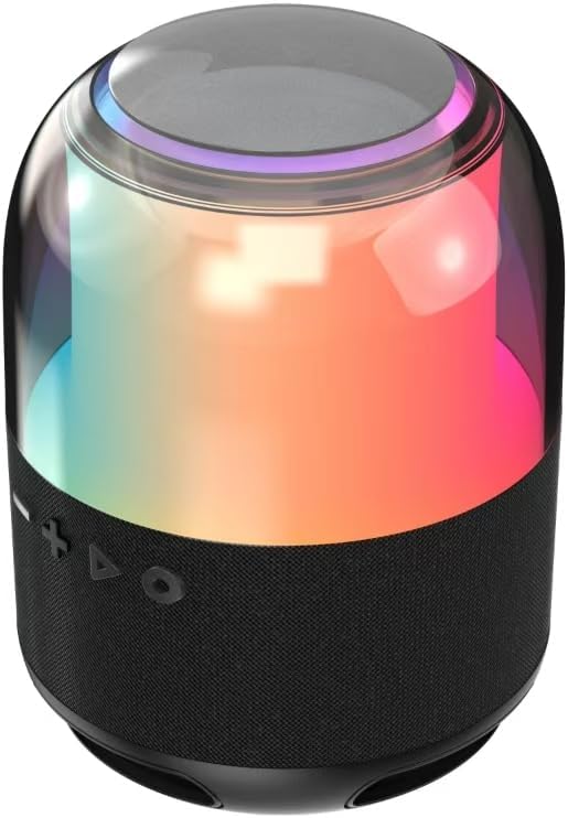 VOSFEEL Bluetooth Lautsprecher mit RGB LED Beleuchtung – Tragbare Musikbox mit bis zu 12 Stunden Akkulaufzeit