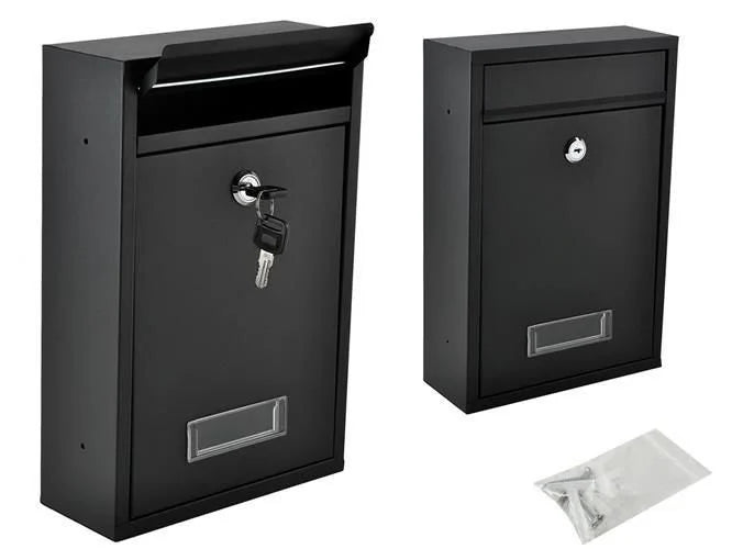 Briefkasten aus verzinktem Stahl schwarz Wandbriefkasten wetterfest mit Schloss und Sichtfenster