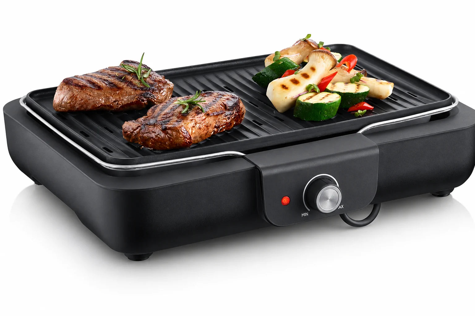 Elektrogrill Tischgrill 2200W Alu Grillplatte Innen Außen BBQ Grill