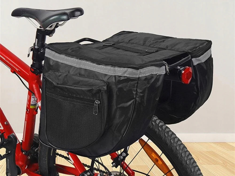 Fahrradtasche GepÀcktrÀger 28L Doppelpacktasche 2 FÀcher Reflektierend Schwarz