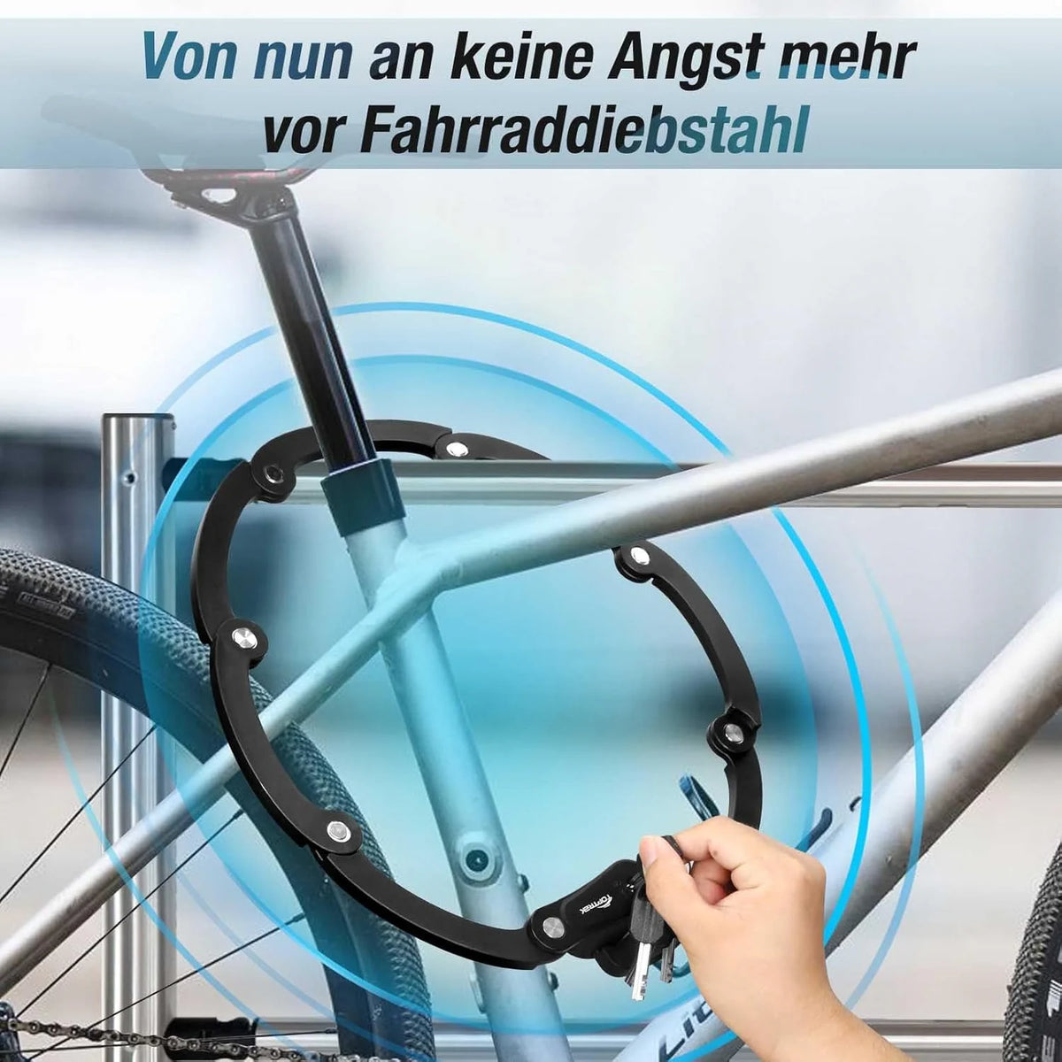 Faltschloss Fahrrad 100 cm aus GehĂ€rtetem Carbonstahl â Fahrradschloss mit Halterung und 4 SchlĂŒsseln fĂŒr E-Bike, MTB und Rennrad