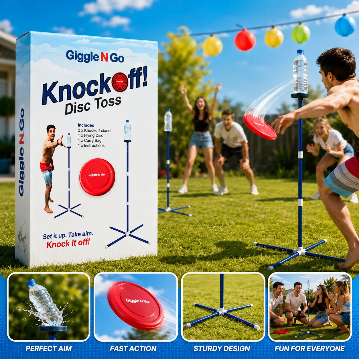 Frisbee Wurfspiel Set Outdoor Gartenspiel Geschicklichkeitsspiel Familienspiel