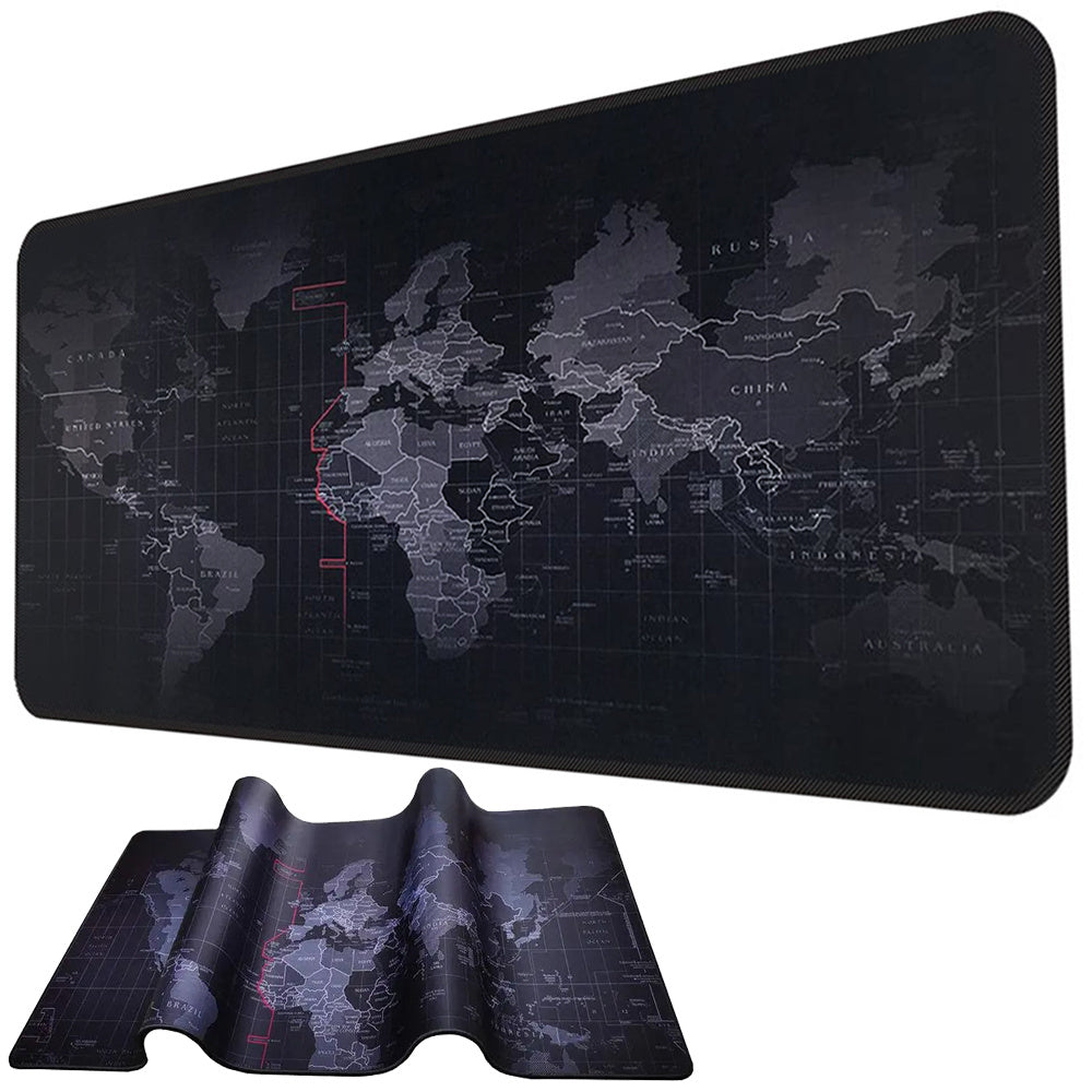 Gaming Mauspad XXL 90x40 cm Weltkarte – Große Schreibtisch Unterlage rutschfest