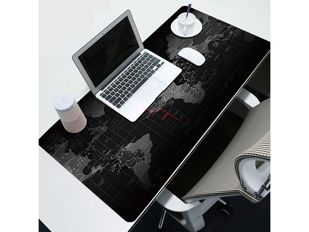 Gaming Mauspad XXL 90x40 cm Weltkarte – Große Schreibtisch Unterlage rutschfest