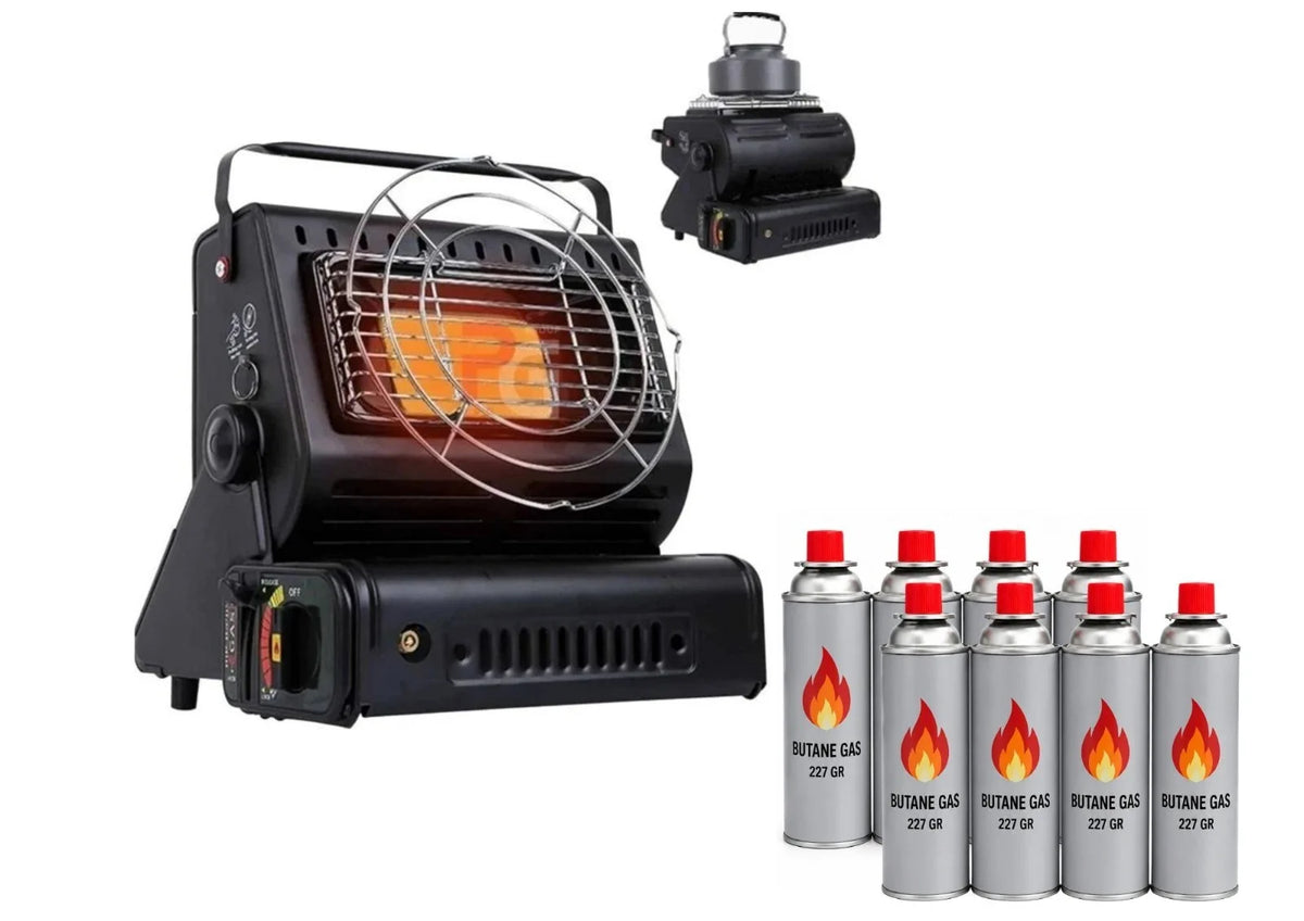 Gasheizung 2in1 Camping Heizung 1,3kW Heizstrahler Keramik Piezo Zelt Outdoor