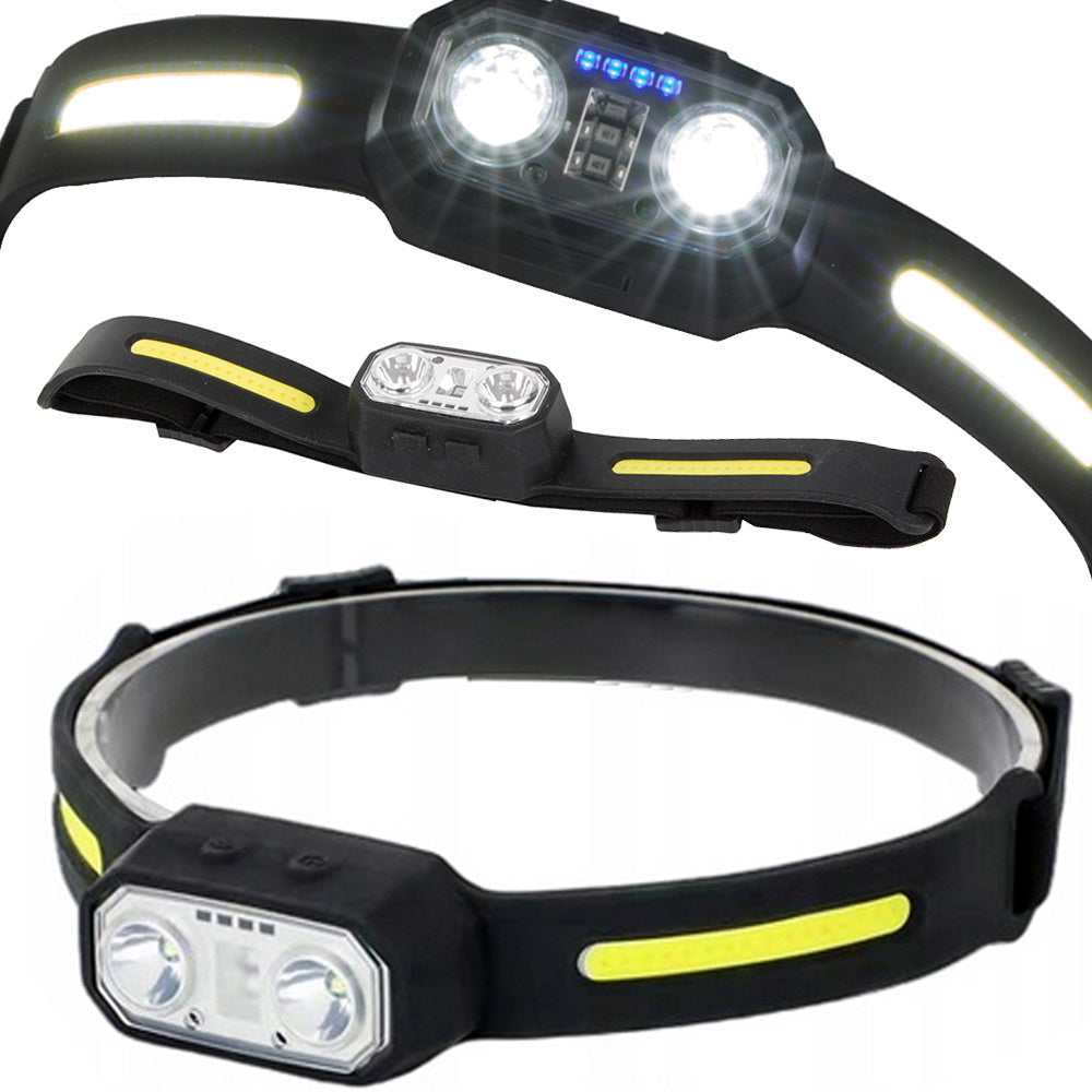LED Stirnlampe 260° mit Sensorfunktion und USB-C – Wiederaufladbare COB Kopflampe IPX6 für Camping, Arbeit und Outdoor