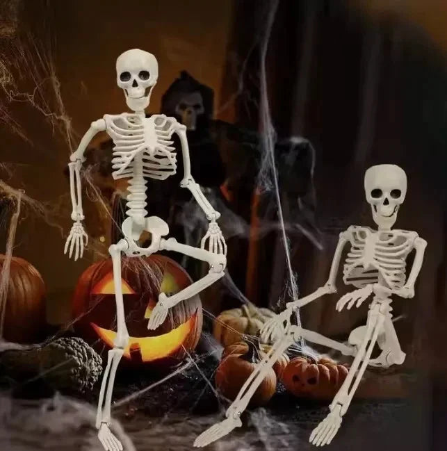 Halloween Deko 👻 Hängendes Menschliches Skelett 40cm Weiß Kunststoff 🎭 5900779956957