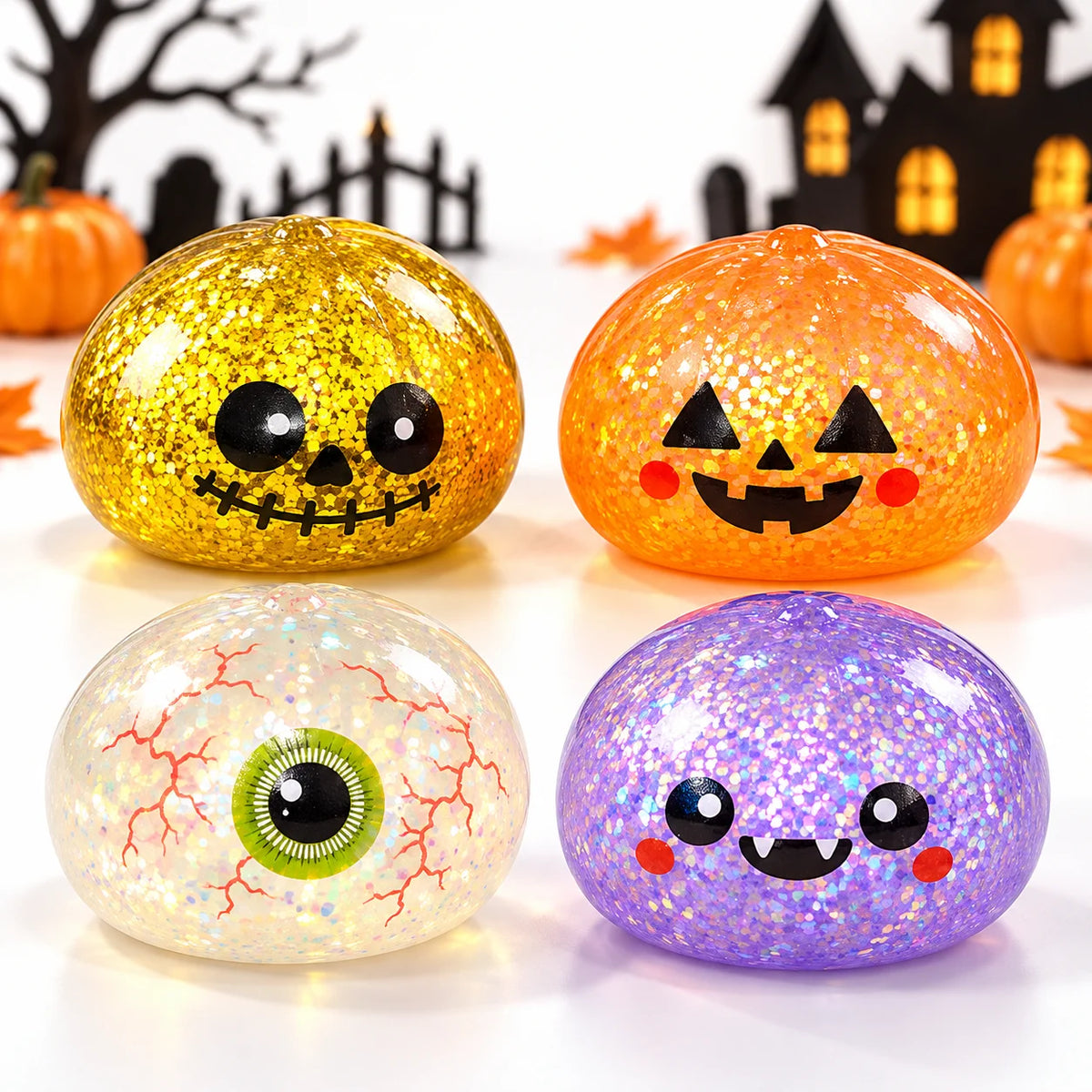 Halloween Squishy Mini 5 cm – Knautschspielzeug & Fidget Toy als Mitgebsel, 1 oder 3 Stück