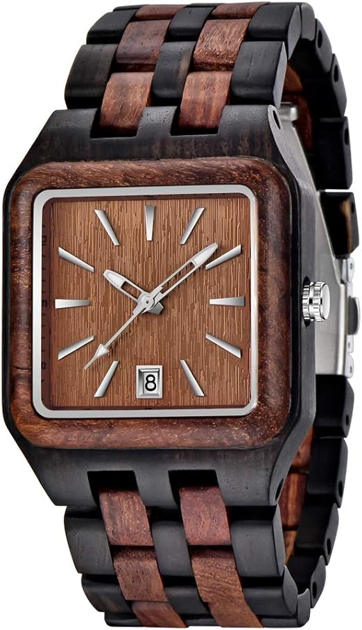 Men's wristwatch, made of wood, chronograph, wooden watch date display lightweight watch
