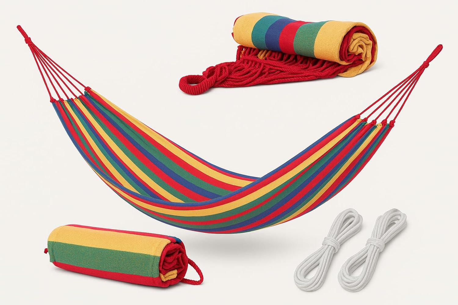 Hammock 250 x 80cm hanging lounger cotton max. 120 kg outdoor garden camping