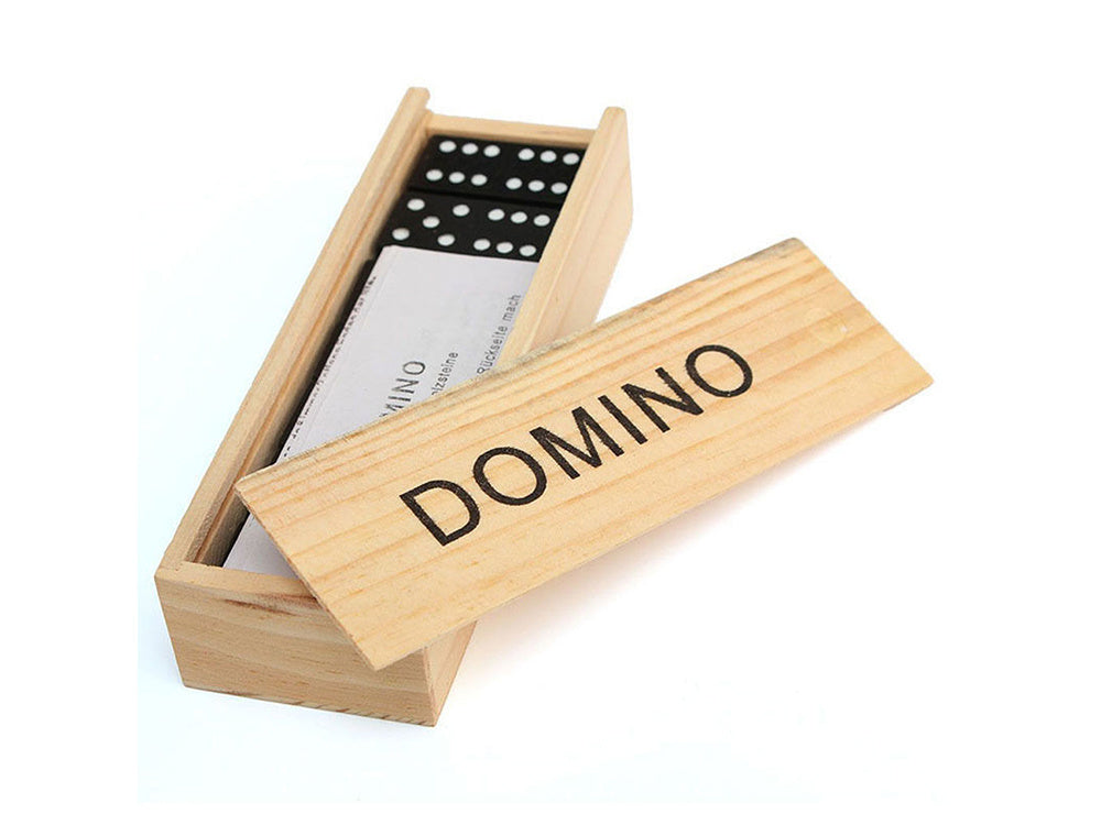 Holz Domino Spiel 28 Teile in Holzbox – Klassisches Familienspiel für Kinder und Erwachsene 5904734408680