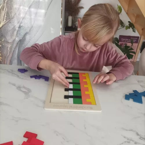 Holzpuzzle 3D mit 40 Teilen – Logik Lernspiel aus Holz für Kinder
