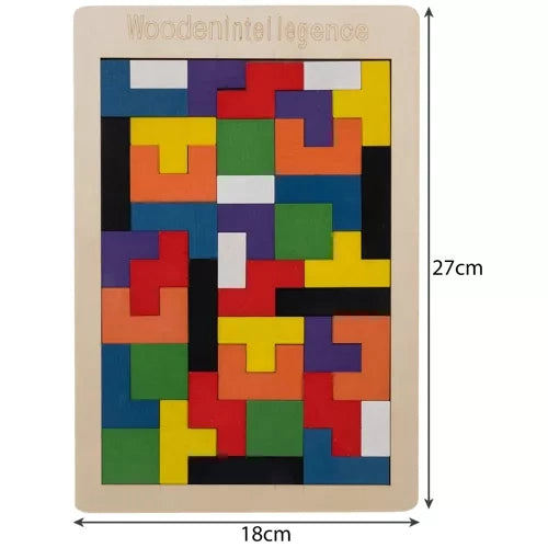 Holzpuzzle 3D mit 40 Teilen – Logik Lernspiel aus Holz für Kinder