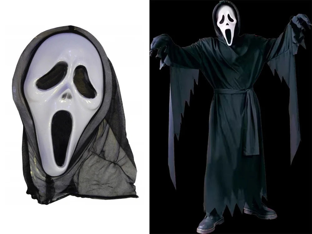 Horror Maske Halloween Gruselmaske Schwarz WeiĂ 35cm Party Verkleidung