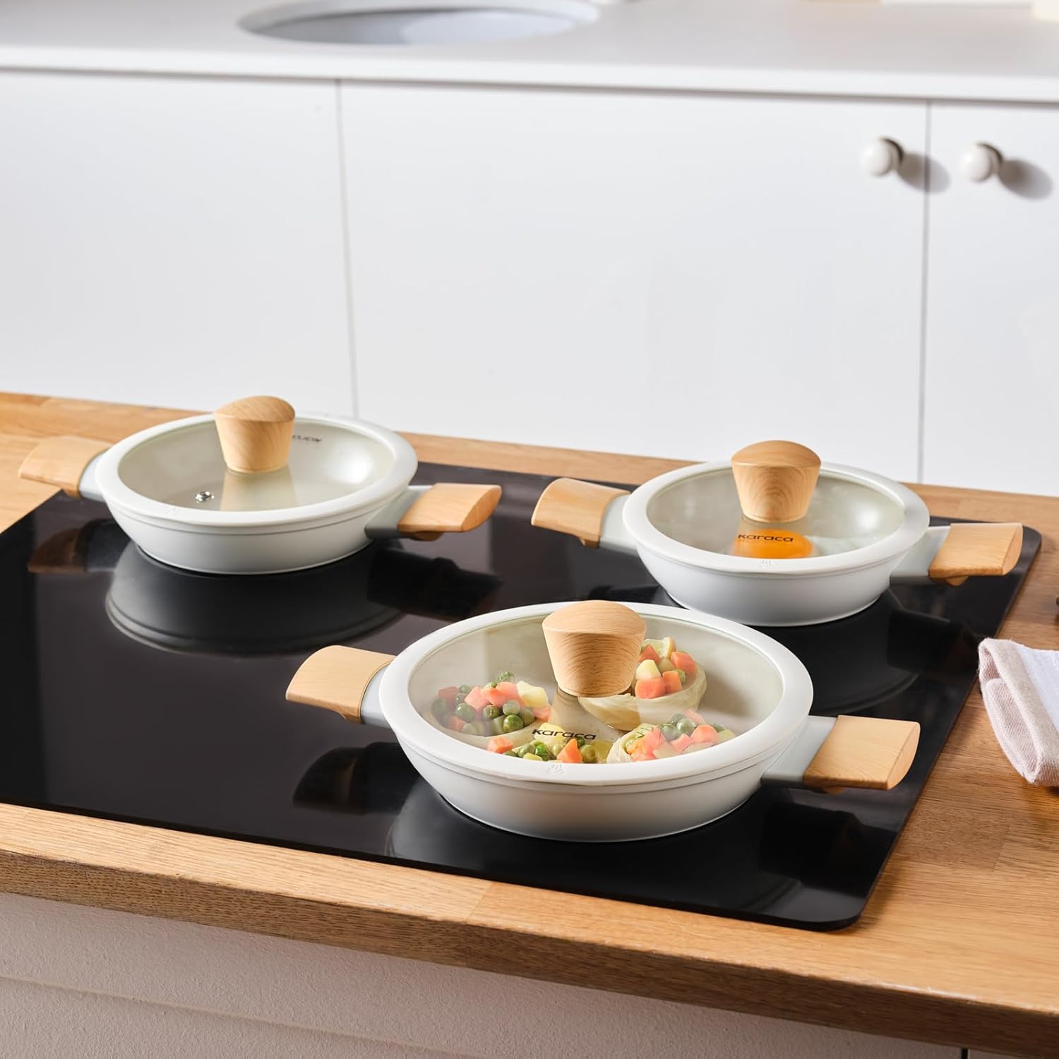 Karaca Swiss Crystal Almond Topfset 6 teilig Induktion Schmortopf Keramik