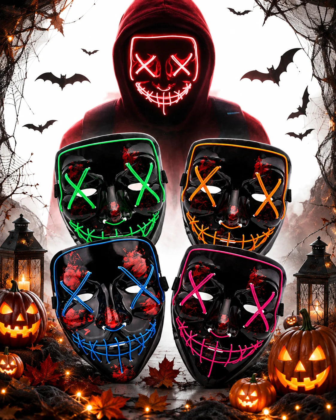 LED horror mask like from the Purge - Halloween horror disguise face mask