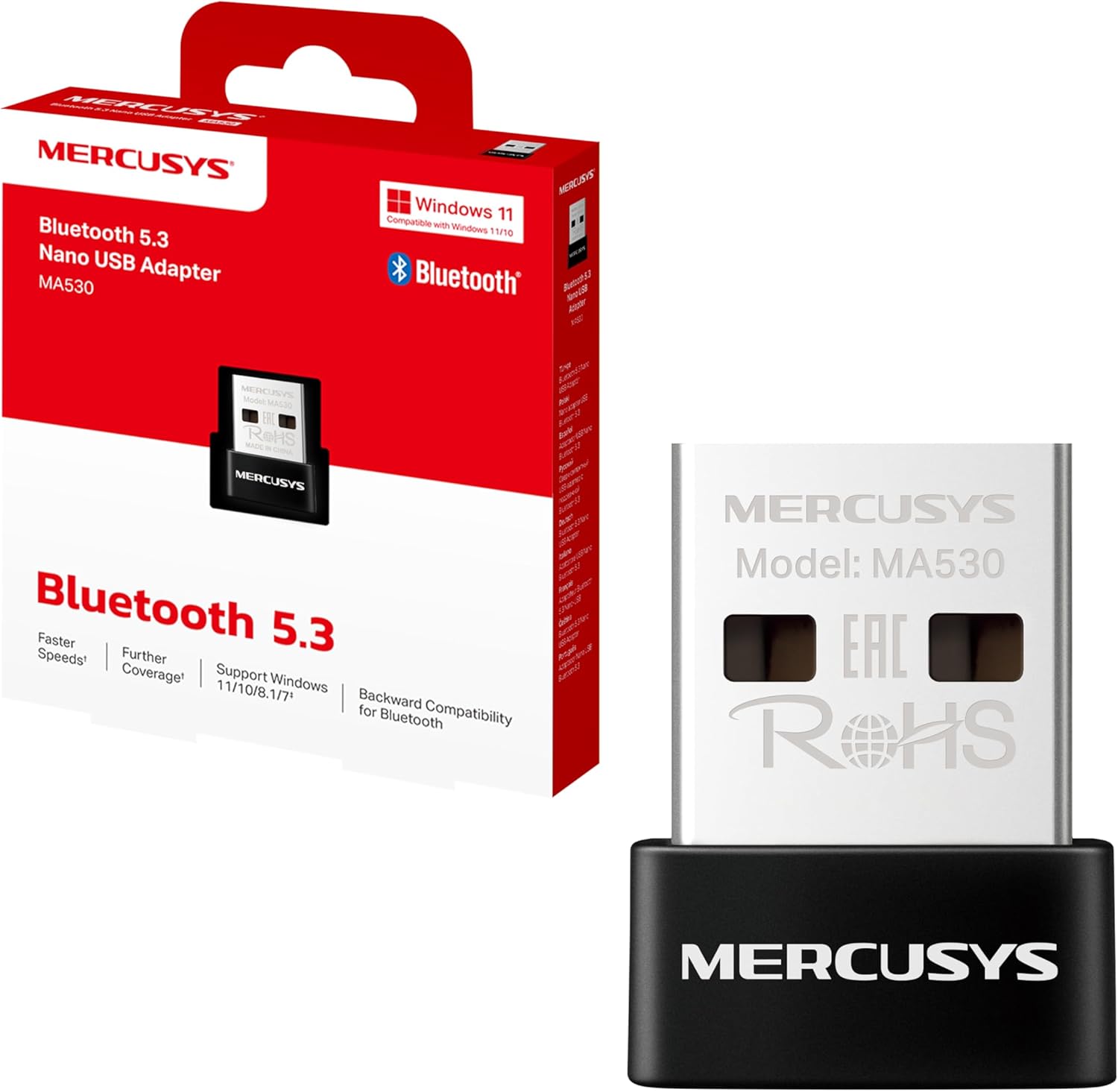 USB Bluetooth 5.1 Adapter Dongle for PC/Laptop – Win 10/11, Plug & Play, EDR, Mouse/Keyboard