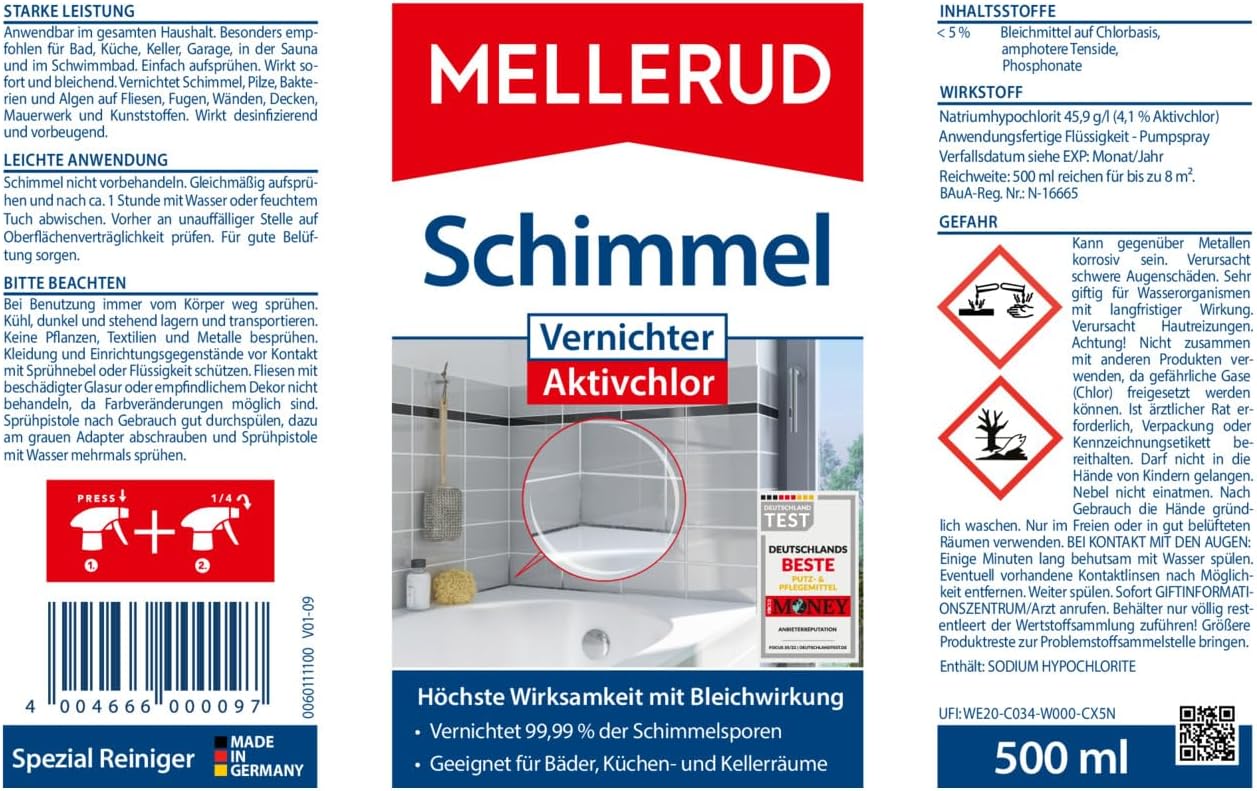 MELLERUD Mold Remover Chlorine-Free | 0.5L | for gentle mold removal