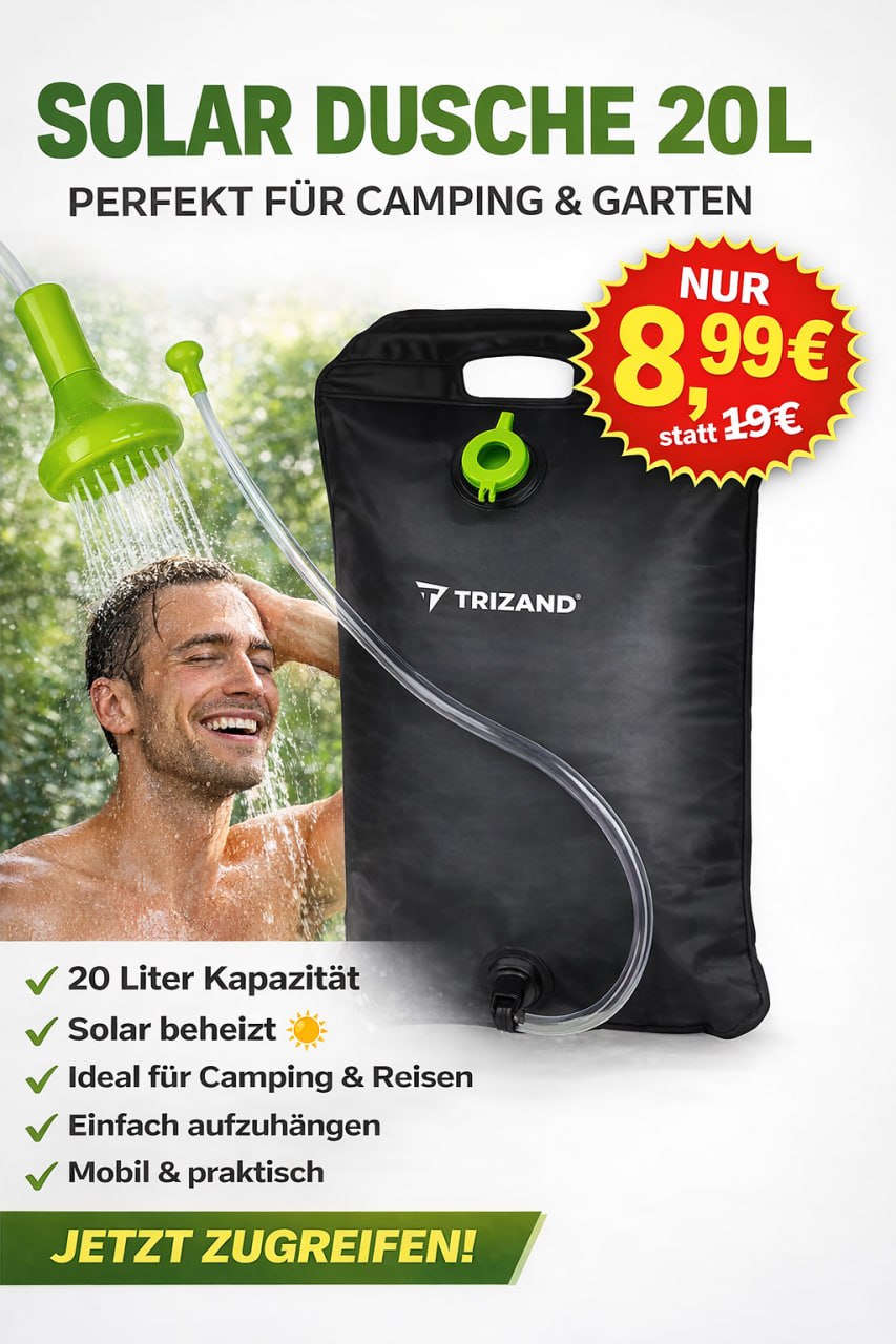 Camping Solardusche 20L â Mobile Outdoor Dusche fĂŒr Garten, Camping und Reisen