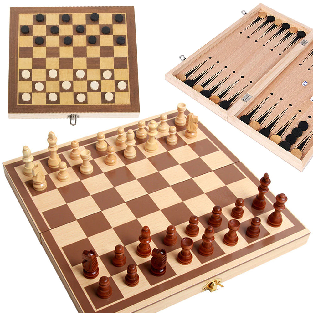 Chess game Chess with wooden chess pieces Wooden chess board Travel chess 29x29cm