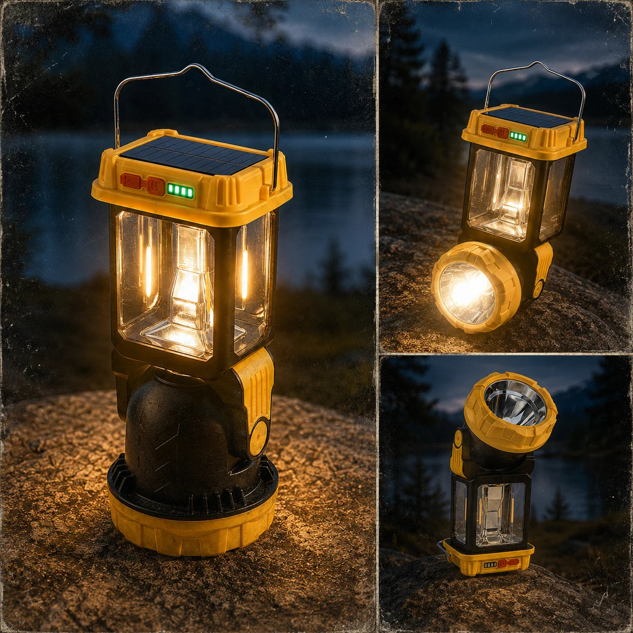 LED Solar Campinglampe mit USB & Solarpanel – Tragbare Outdoor Zeltlampe & Notlicht
