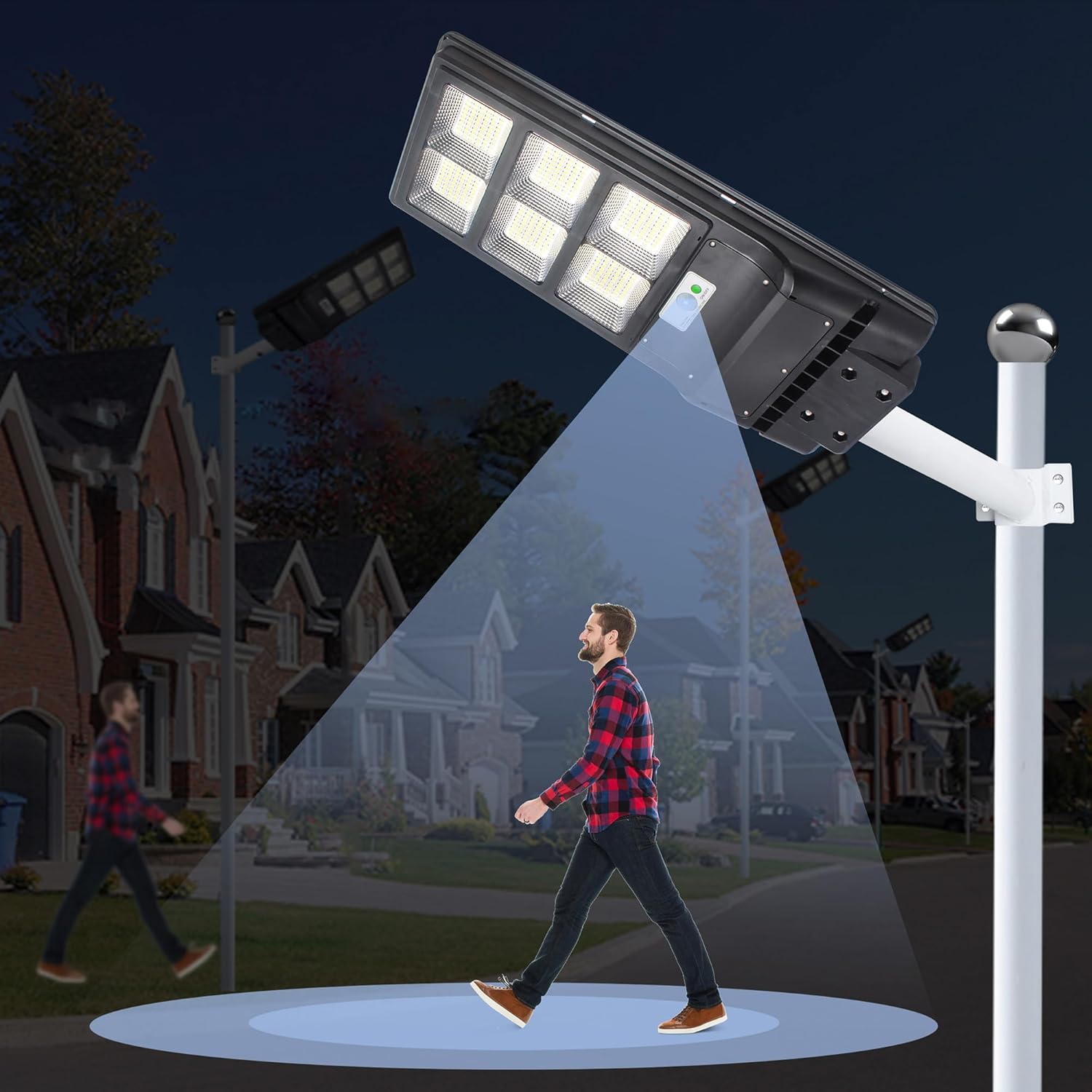 Solar Straßenlampe mit Bewegungsmelder, Fernbedienung und IP67 – LED Außenleuchte 6000K für Hof, Garage und Parkplatz