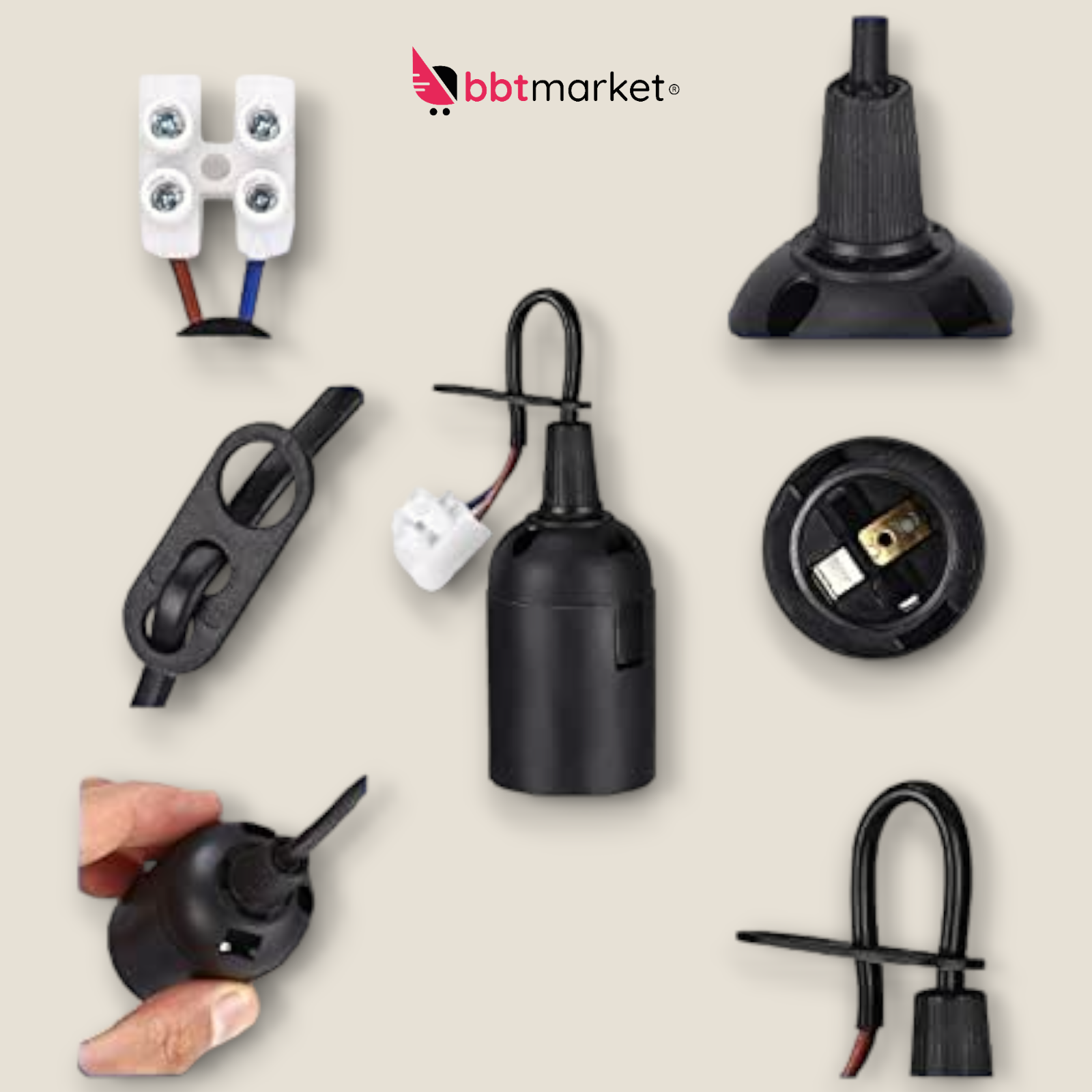 12x construction socket lamp socket renovation socket socket E27 construction site socket black