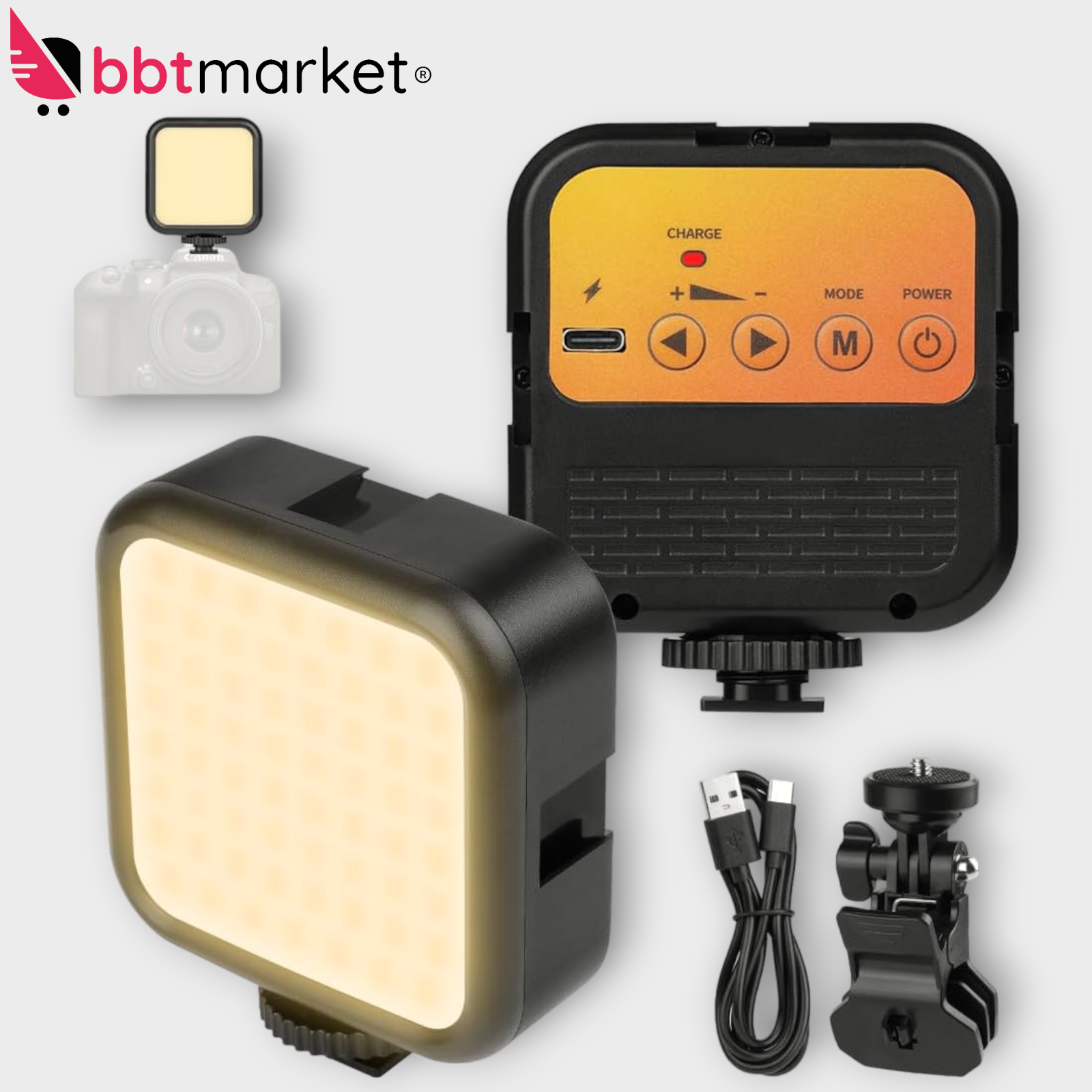 LED Camera Video Cell Phone Selfie Light, 1800mAh Video Light With Phone Clip Camera