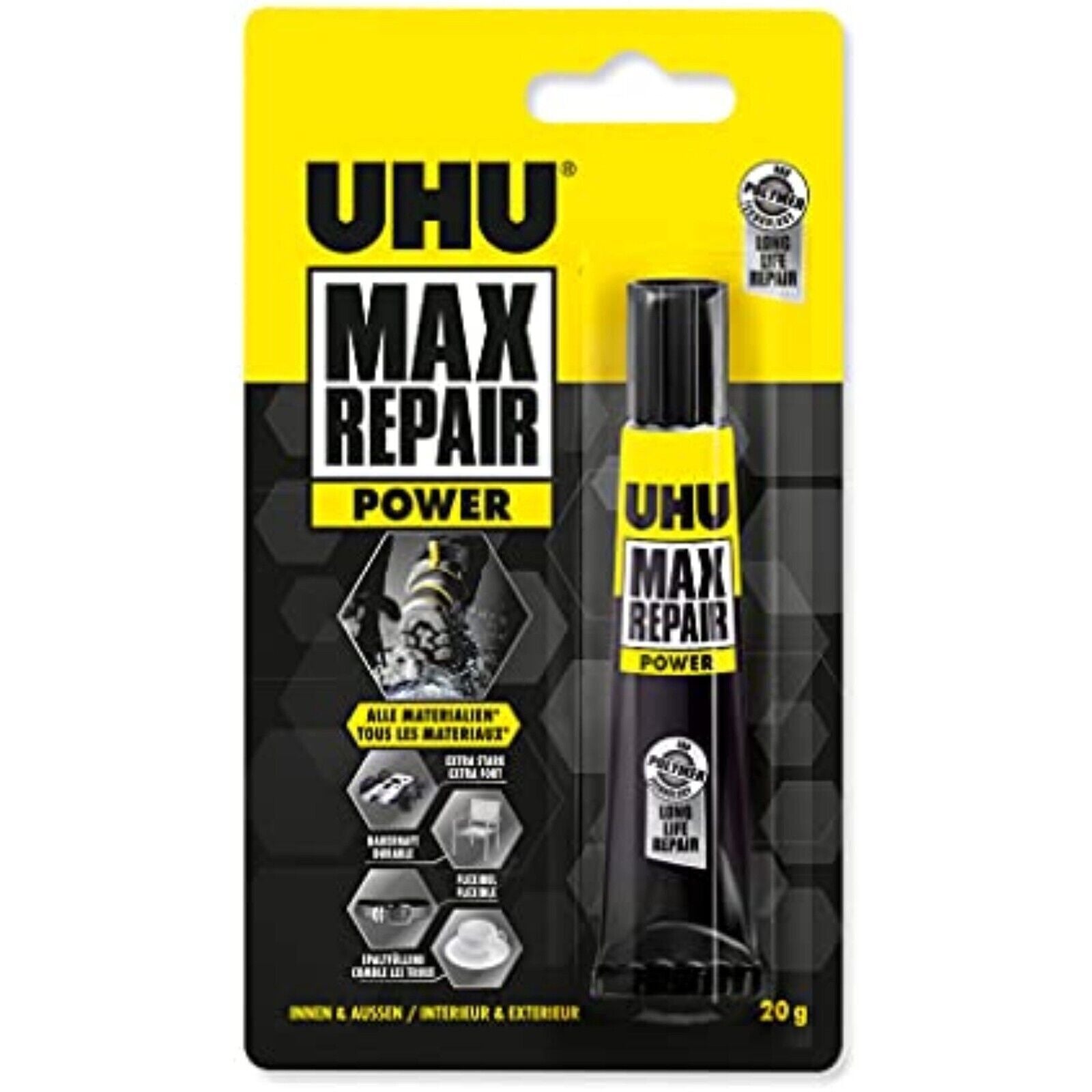 UHU Max Repair Extreme Repair Adhesive Shoe Glue Waterproof Transparent 20-8-3g