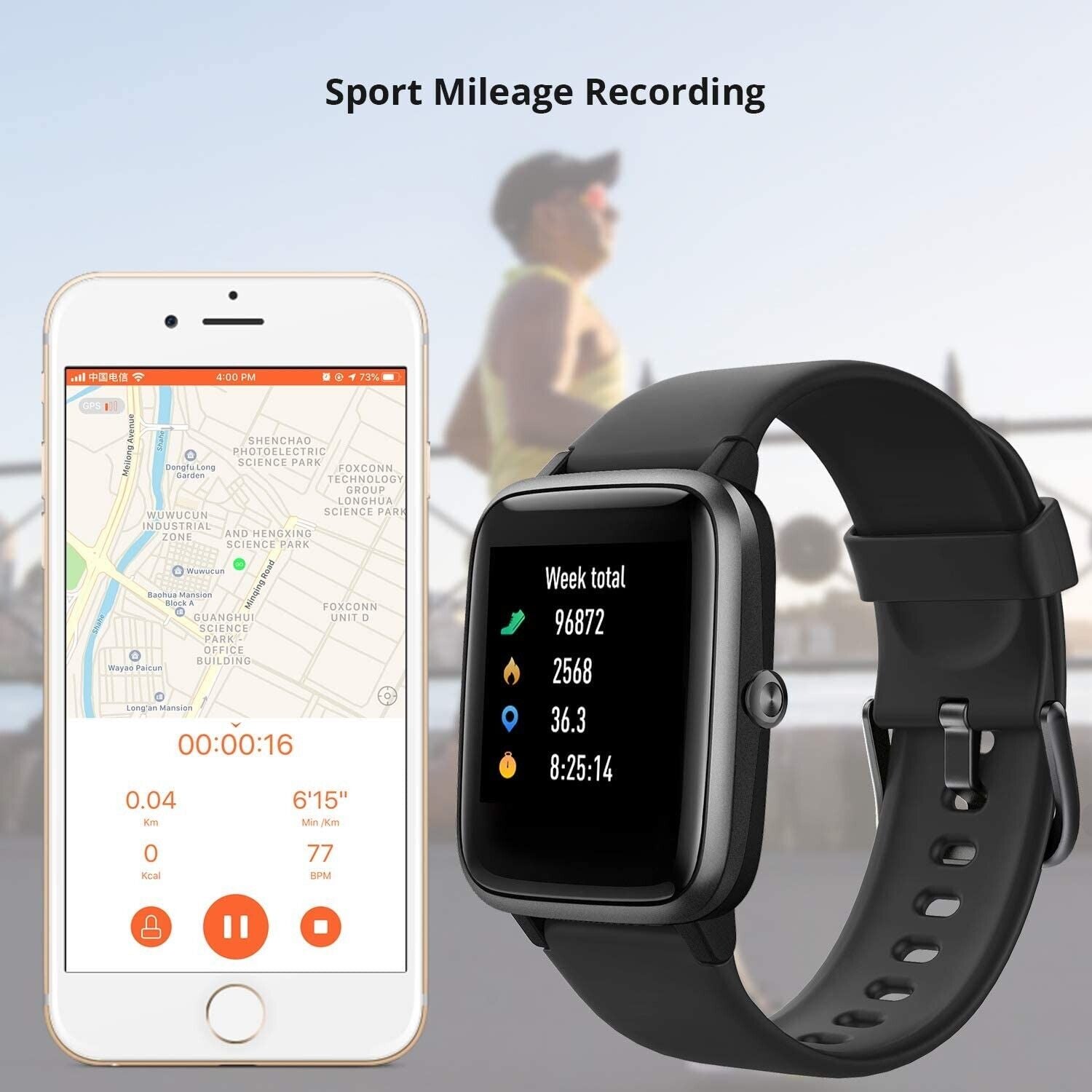 Smart Watch Fitness Tracker Men Women, Bluetooth Heart Rate Monitor Waterproof HD